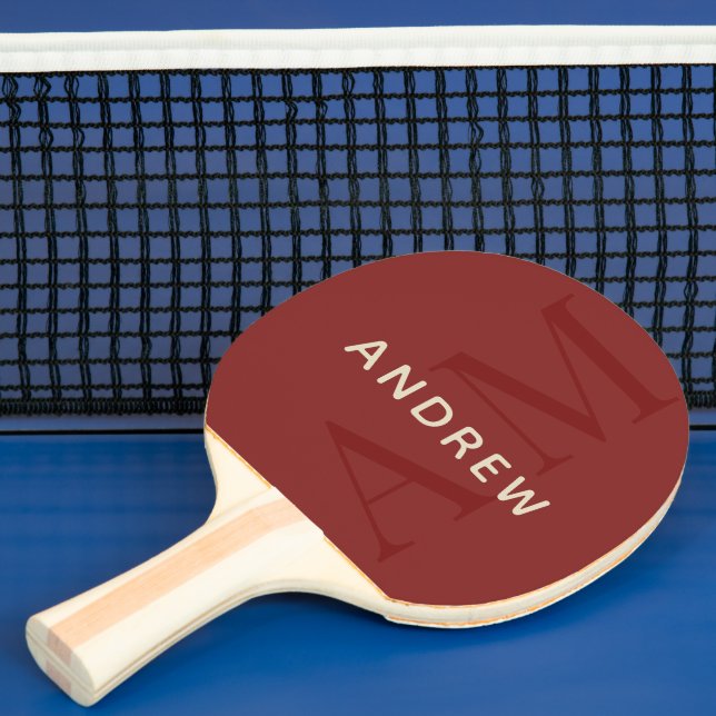 Raquete De Ping Pong Monograma e Nome Vermelho na moda (Insitu)