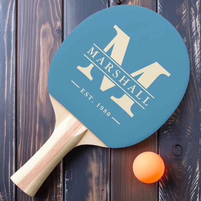 Raquete De Ping Pong Monograma e Sobreposição de Nome Aqua Splash (Criador carregado)