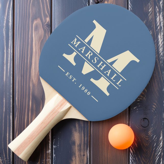 Raquete De Ping Pong Monograma e Sobreposição de Nome Capri Blue (Criador carregado)