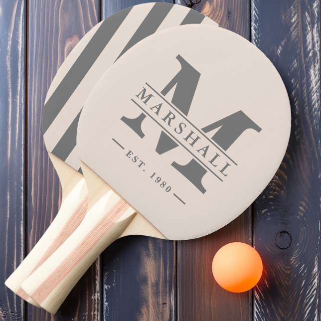 Raquete De Ping Pong Monograma e Sobreposição de Nome Espelho Sandcastl (Criador carregado)