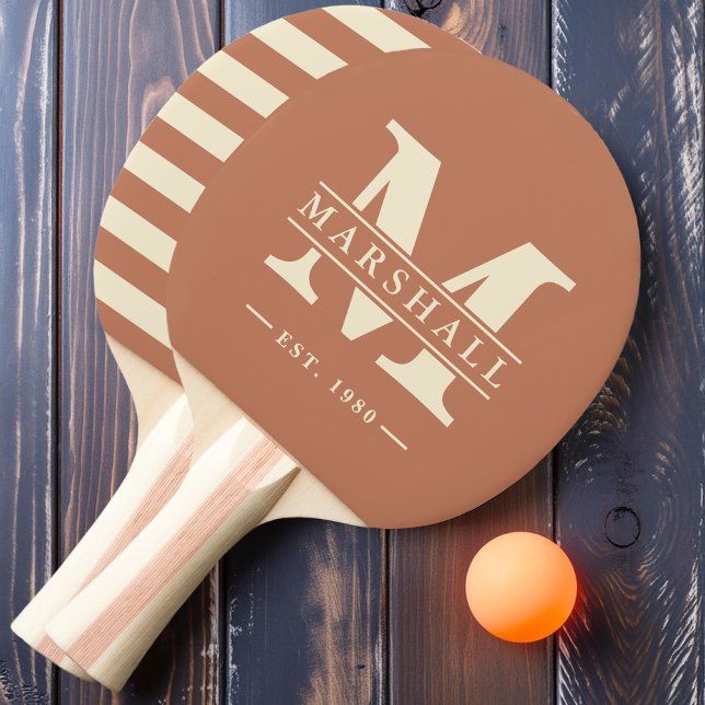 Raquete De Ping Pong Monograma e Sobreposição de Nome Rosa Pale Polo (Criador carregado)