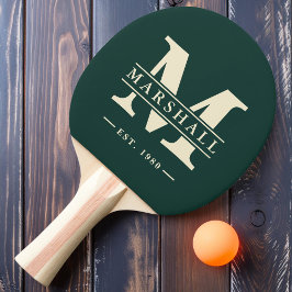 Raquete De Ping Pong Monograma e Sobreposição de Nome Verde