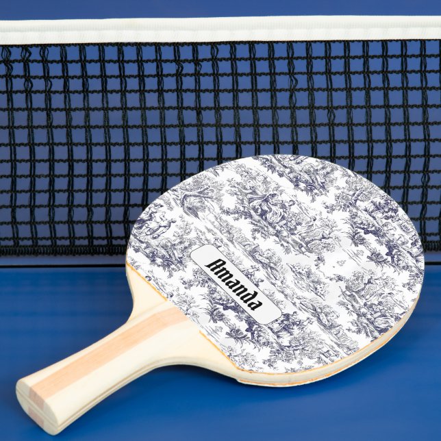 Raquete De Ping Pong Monograma floral preto de jouy (Insitu)