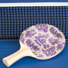 Raquete De Ping Pong Monograma floral roxo de jouy