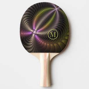 Raquete De Ping Pong Monograma Fratural 3D com abstrato brilhante