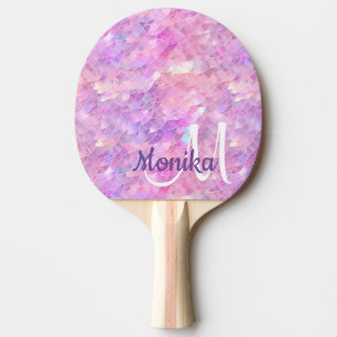 Raquete De Ping Pong Monograma Glitter do Unicórnio Glitter Cugado Irid