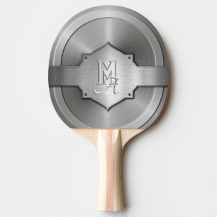 Raquete De Ping Pong Monograma gravado em aço metálico trompe l’œil