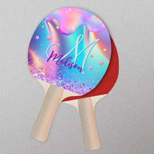 Raquete De Ping Pong Monograma holográfico holográfico de gotejamento d