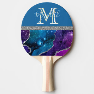 Raquete De Ping Pong Monograma I Agato Teórico Roxo Ping Prateado