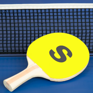 Raquete De Ping Pong Monograma Inicial Amarelo Neon