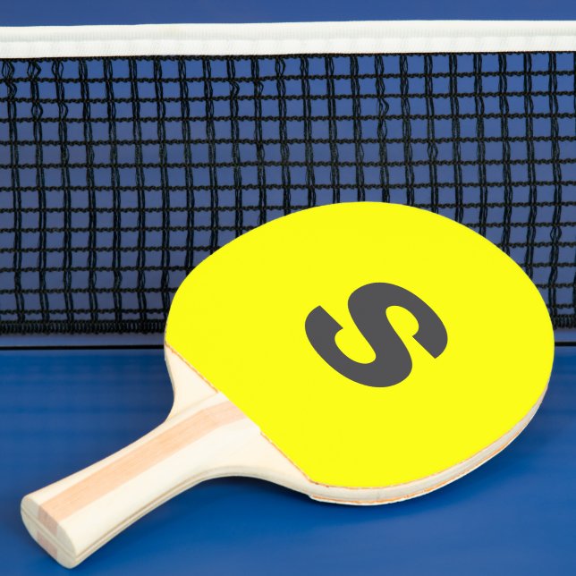 Raquete De Ping Pong Monograma Inicial Amarelo Neon (Insitu)