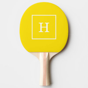 Raquete De Ping Pong Monograma inicial com quadro branco amarelo