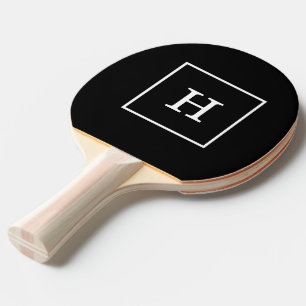 Raquete De Ping Pong Monograma inicial com quadro branco preto