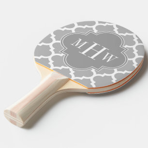 Raquete De Ping Pong Monograma inicial das cinzas #5 3 do branco