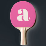 Raquete De Ping Pong Monograma inicial do retrorreflector cor-de-rosa s<br><div class="desc">Monograma Retro Simples,  Rosa Quente,  Monograma Ping Pong Pino Inicial</div>