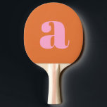 Raquete De Ping Pong Monograma inicial do retrorreflector cor-de-rosa s<br><div class="desc">Monograma Retro Cor-de-Rosa Simples e Laranja,  Monograma Ping Pong Pino Inicial</div>