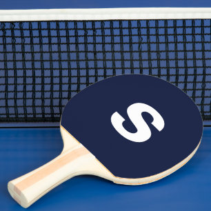 Raquete De Ping Pong Monograma Inicial Marinho da Meia-noite Azul