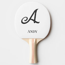 Raquete De Ping Pong Monograma Inicial Personalizado Elegante