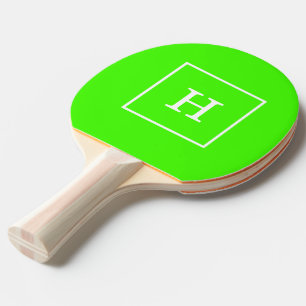 Raquete De Ping Pong Monograma inicial quadro branco do verde limão