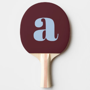 Raquete De Ping Pong Monograma Inicial Simples em Azul Borgonha em Negr