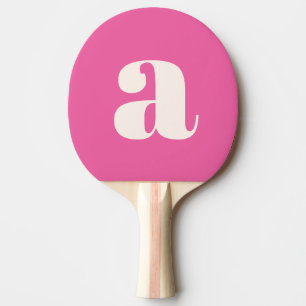 Raquete De Ping Pong Monograma Inicial Simples Retro Negrito Rosa Quent