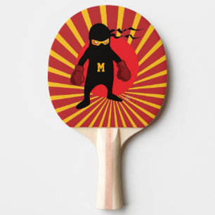 Raquete De Ping Pong Monograma. Kawaii Cute Ninja para Geek de Nerd.