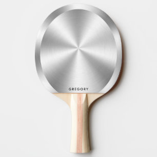 Raquete De Ping Pong Monograma metálico personalizado de textura pratea