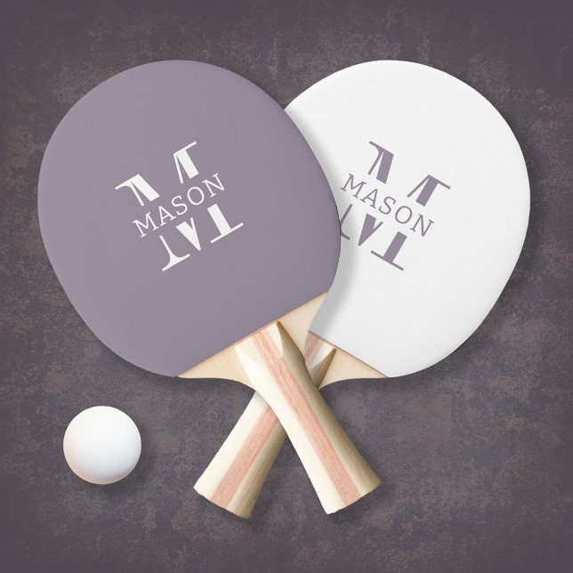 Raquete De Ping Pong Monograma minimalista personalizado (Criador carregado)