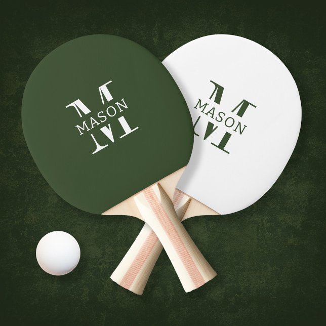 Raquete De Ping Pong Monograma minimalista personalizado (Criador carregado)
