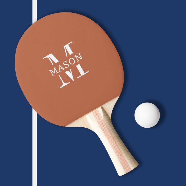 Raquete De Ping Pong Monograma minimalista personalizado (Criador carregado)