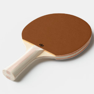 Raquete De Ping Pong Monograma mínimo de textura castanha de couro pret