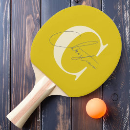 Raquete De Ping Pong Monograma Moderno de Meados do Século Elegante Lim
