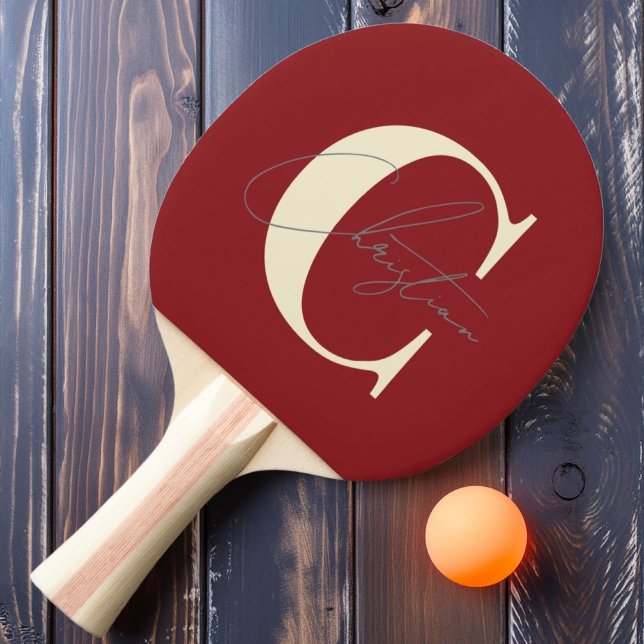 Raquete De Ping Pong Monograma moderno do século Médio elegante amora p (Criador carregado)