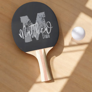 Raquete De Ping Pong Monograma Moderno Legal Grunge Adicionar Seu Nome