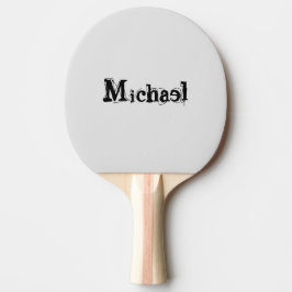 Raquete De Ping Pong Monograma moderno minimalista, nome cinza negra
