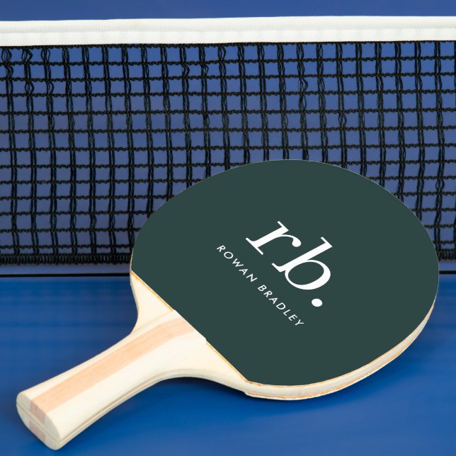 Raquete De Ping Pong Monograma Na moda verde moderno minimalista (Insitu)
