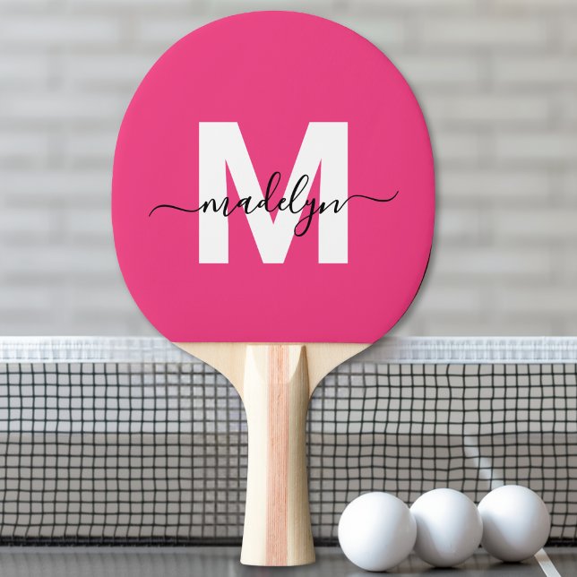 Raquete De Ping Pong Monograma Nome Rosa (Pink Name Monogram Ping Pong Paddle )