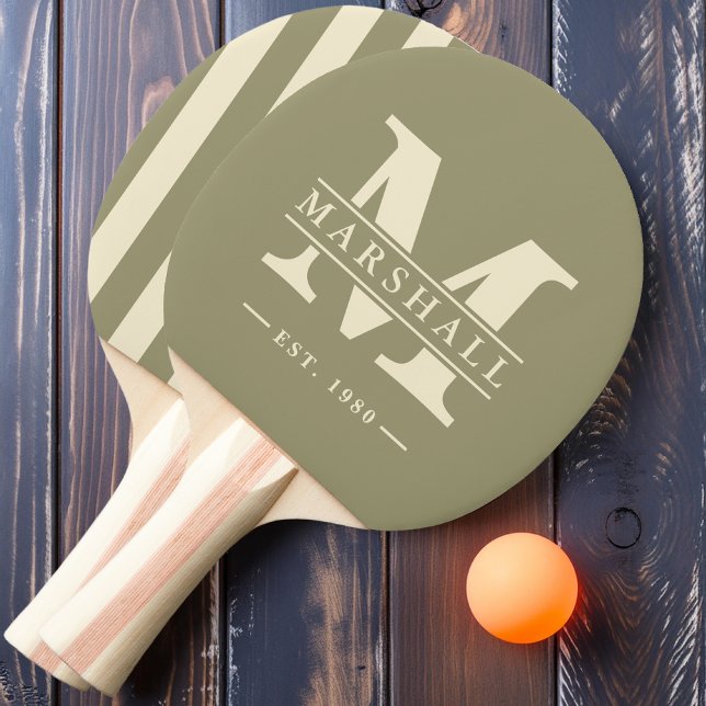 Raquete De Ping Pong Monograma & Nome Sobrepor Polo - Sage Meadow (Criador carregado)