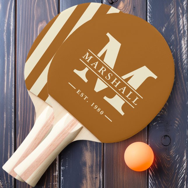 Raquete De Ping Pong Monograma & Nome Sobreposição de polo Areia Queima (Criador carregado)