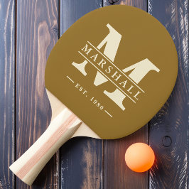 Raquete De Ping Pong Monograma & Nome Sobreposto Deserto Quente