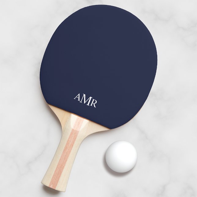 Raquete De Ping Pong Monograma Personalizado Azul Marinho Clássico (Criador carregado)