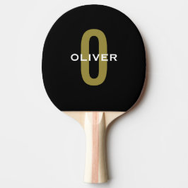 Raquete De Ping Pong Monograma Personalizado Branco Dourado