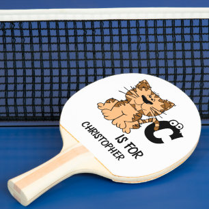 Raquete De Ping Pong Monograma personalizado C é para gatos gatinhos ga