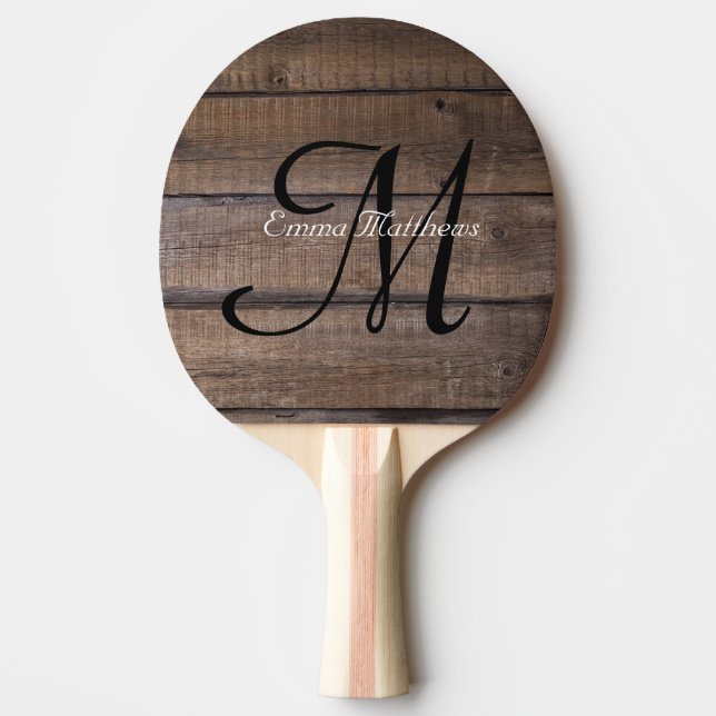 Raquete De Ping Pong Monograma personalizado de madeira russa (Frente)