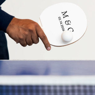 Raquete De Ping Pong Monograma Personalizado e Data Personalizada