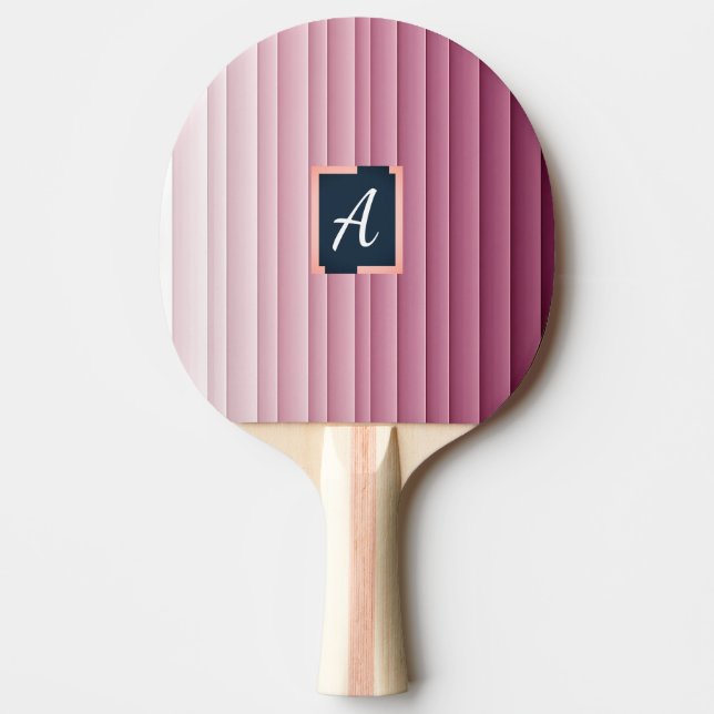 Raquete De Ping Pong Monograma Personalizado Gradiente Rosa Vertical  (Frente)