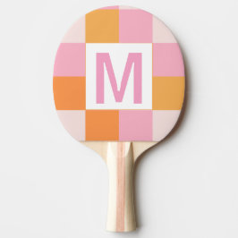 Raquete De Ping Pong Monograma personalizado Padrão geométrico rosa ele
