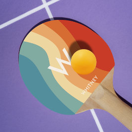 Raquete De Ping Pong Monograma Pessoal Listrado Retro Ondulado
