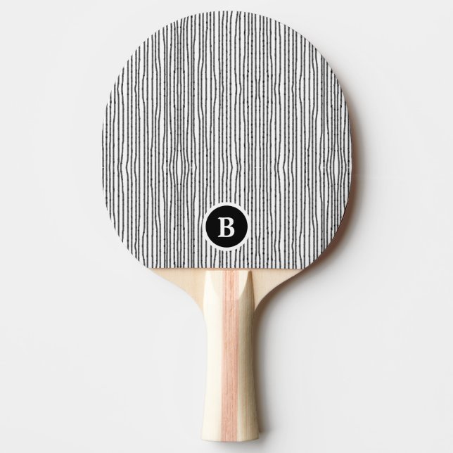 Raquete De Ping Pong Monograma preto e branco (Frente)