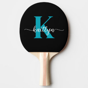 Raquete De Ping Pong Monograma Preto Teal
